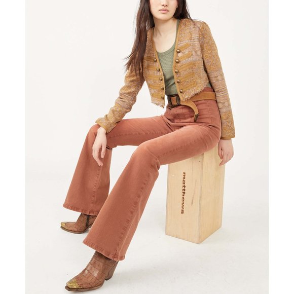 NWT Free People Juliette Cropped Jacket / Gold Combo - Picture 5 of 8